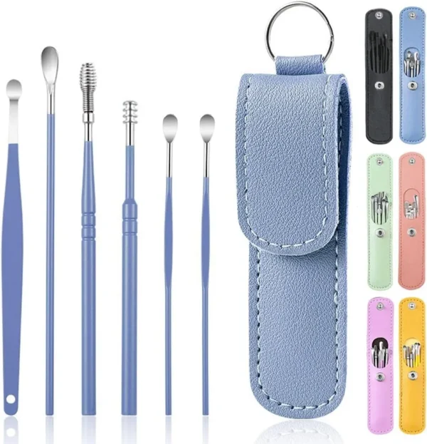 Glamoroid Ear Wax Cleaning Kit – 6-Piece Stainless Steel Ear Pick Set | Safe & Gentle Wax Removal for Adults and Children | Multicolor